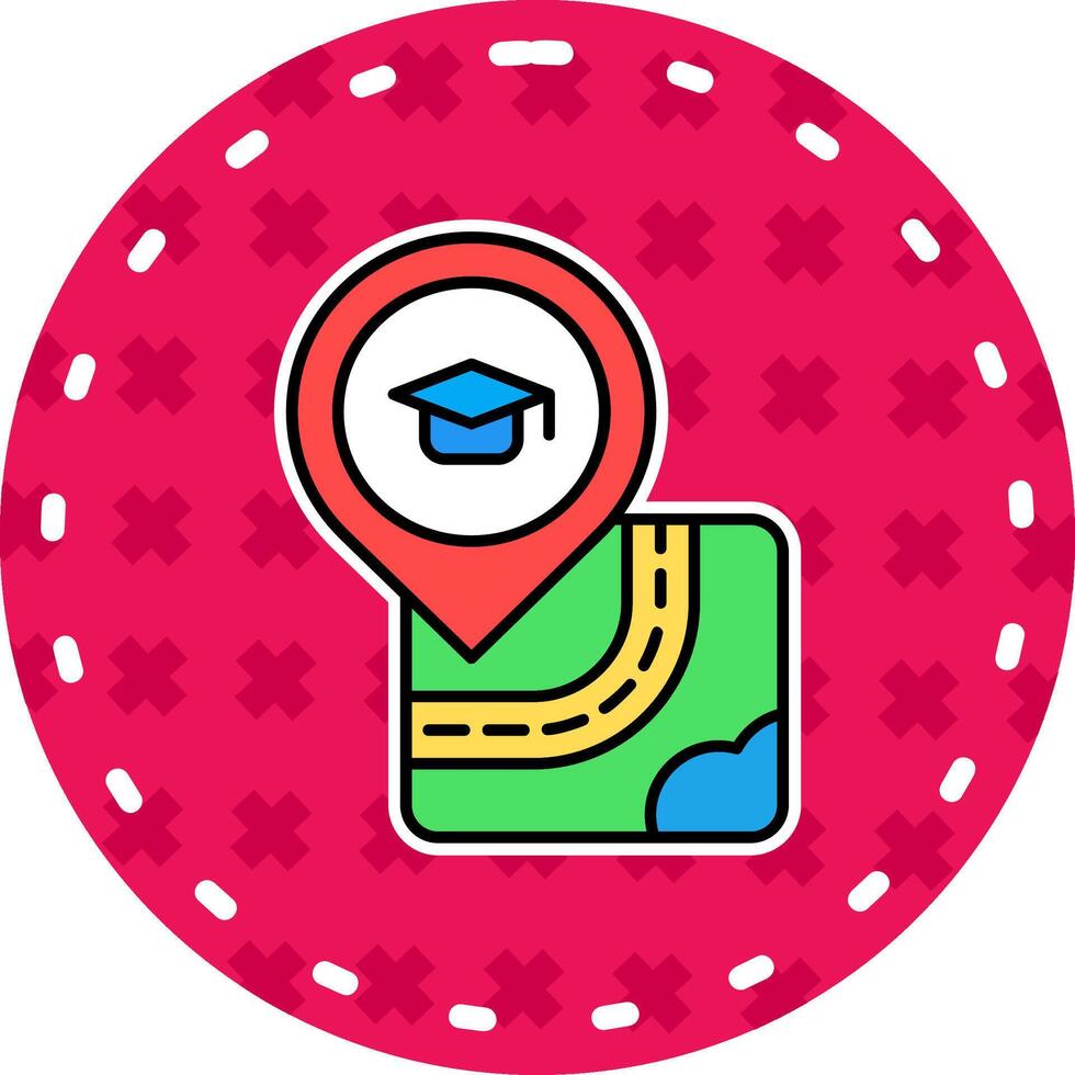 University Line Filled Sticker Icon vector