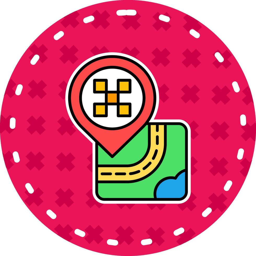 Cab Line Filled Sticker Icon vector