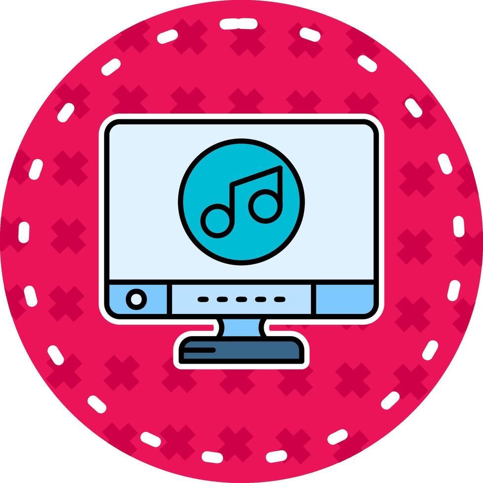 música línea lleno pegatina icono vector