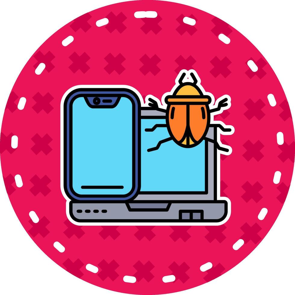 Bug Line Filled Sticker Icon vector