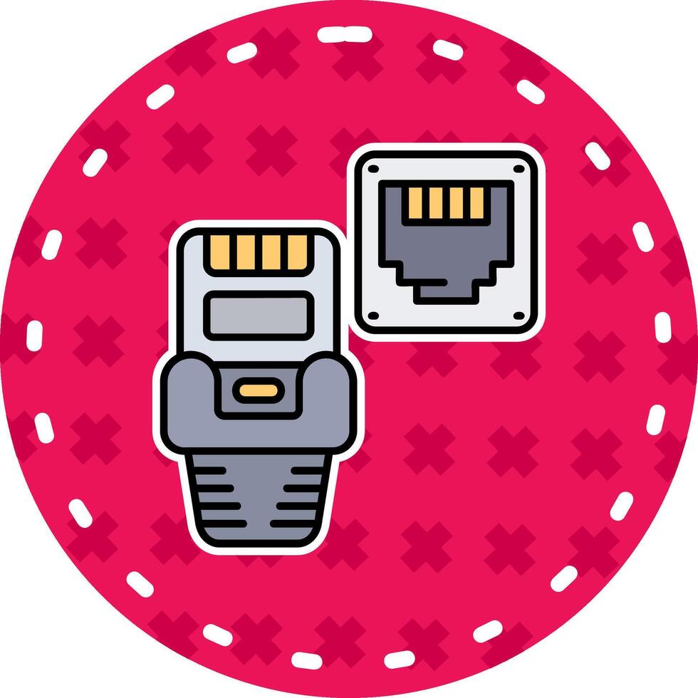 Ethernet Line Filled Sticker Icon vector
