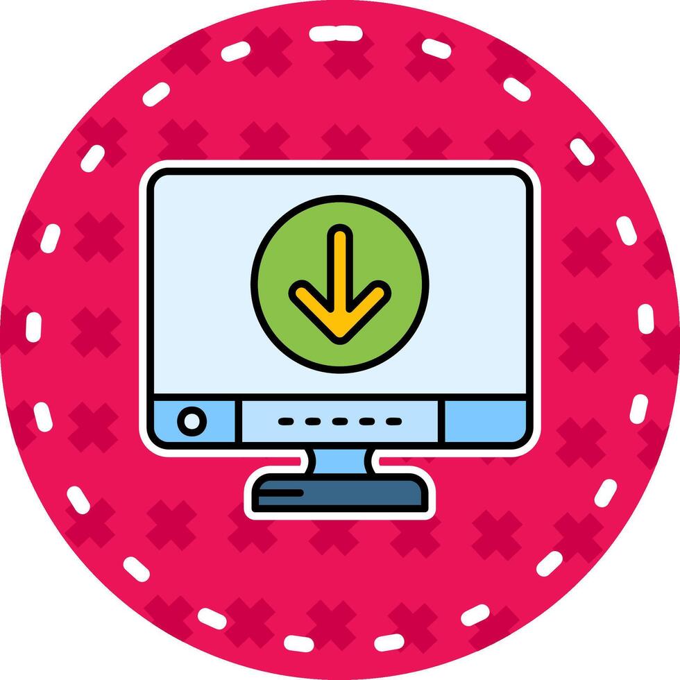 Down Line Filled Sticker Icon vector