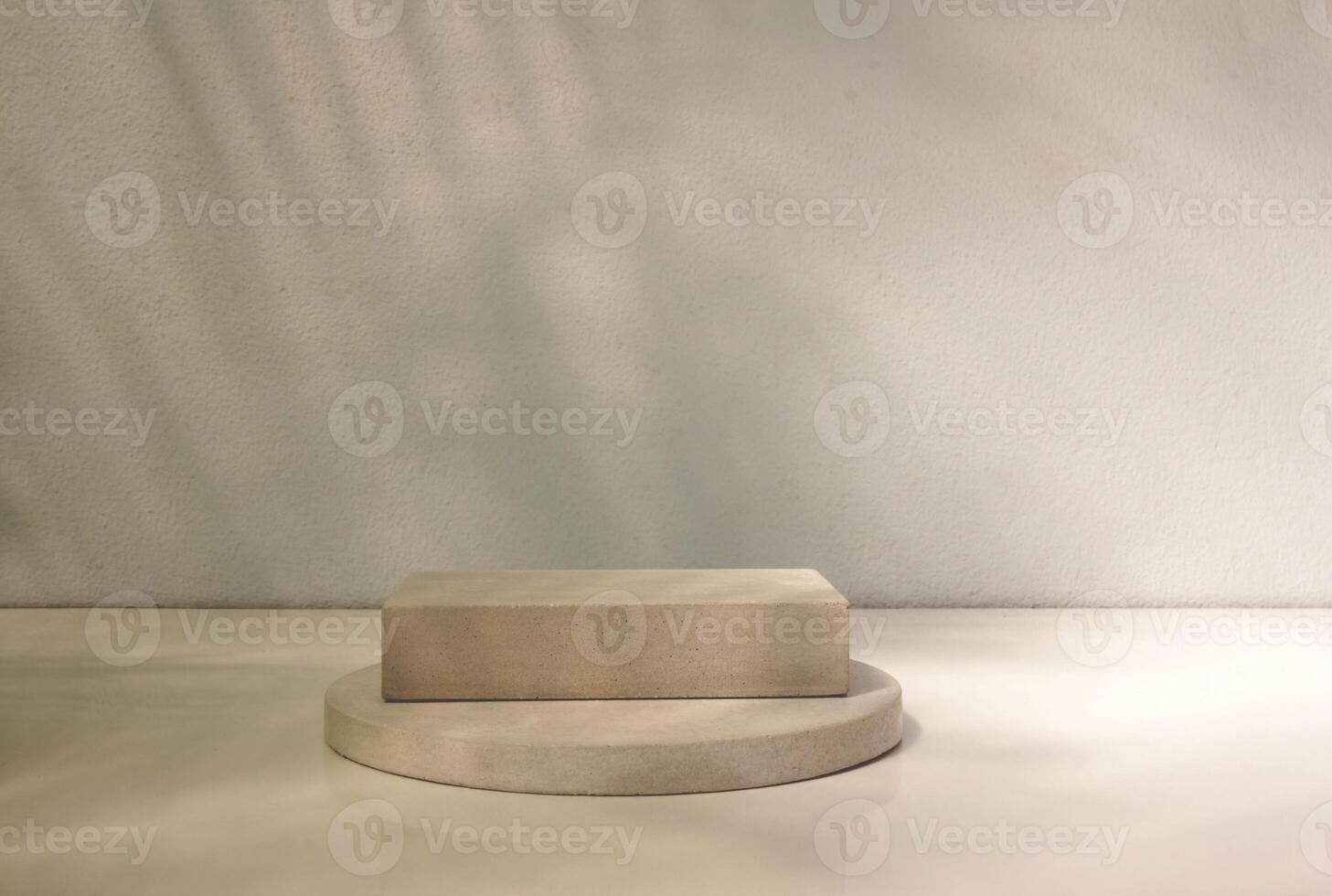 mock up, free space gray background for presentation show product cosmetic display, podium, stage pedestal or platform with beautiful lights and shadows from windows photo