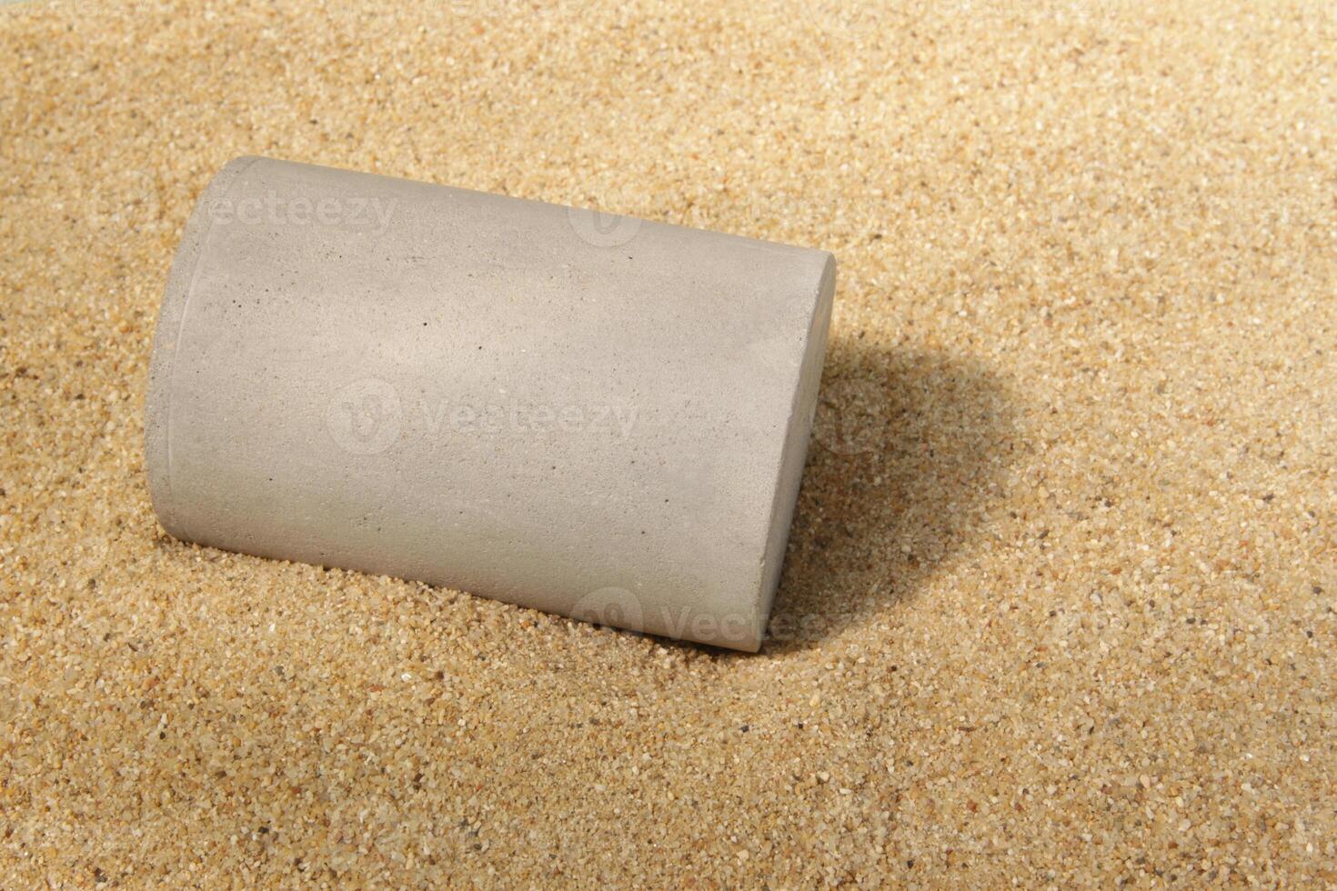 podiums on the sand for presentation show product cosmetic display , stage pedestal or platform background photo