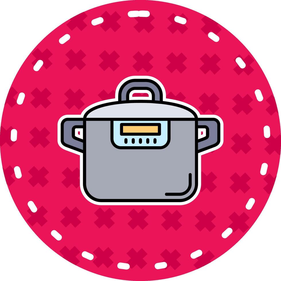 Pressure cooker Line Filled Sticker Icon vector