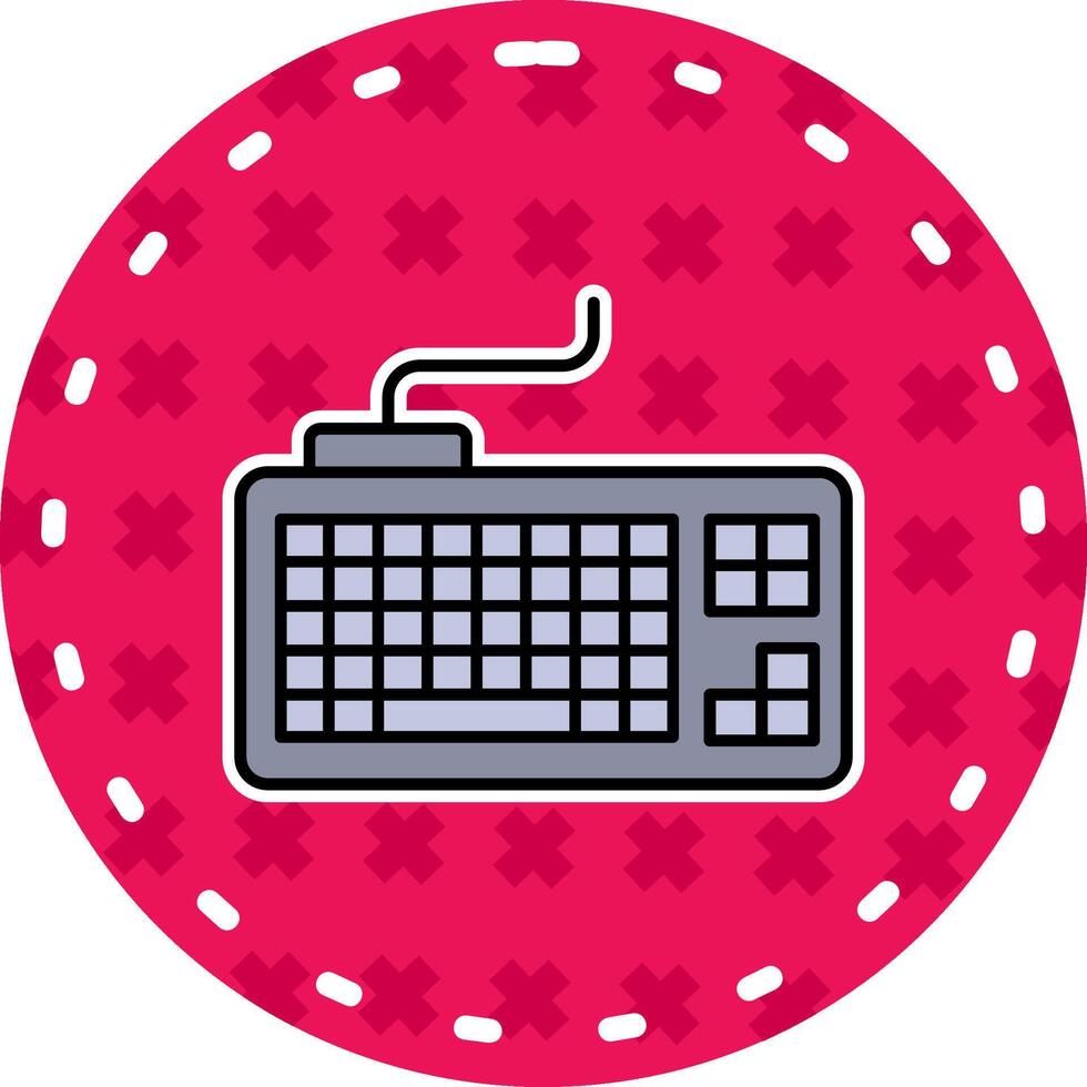 teclado línea lleno pegatina icono vector