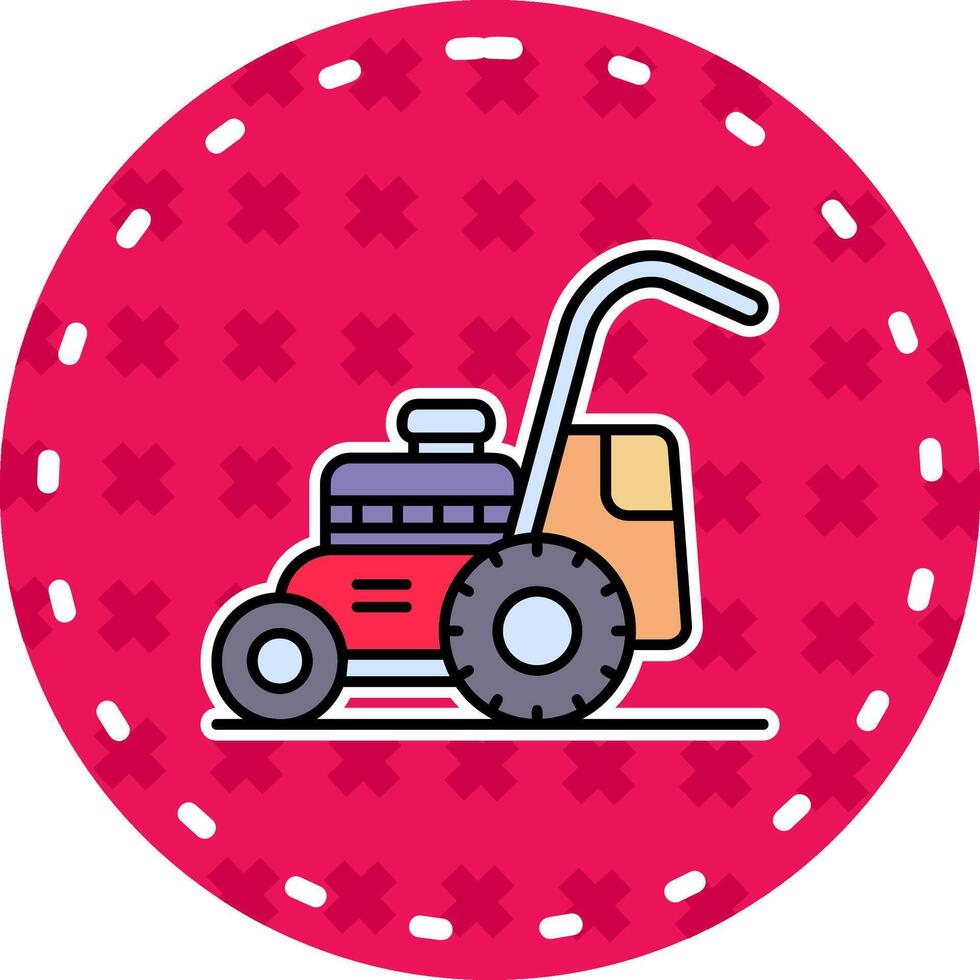 Mower Line Filled Sticker Icon vector