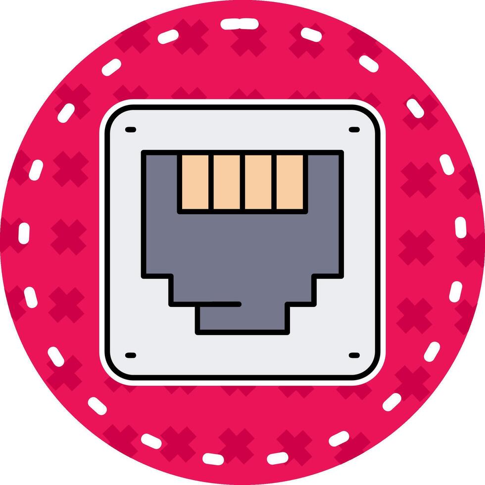 Ethernet Line Filled Sticker Icon vector