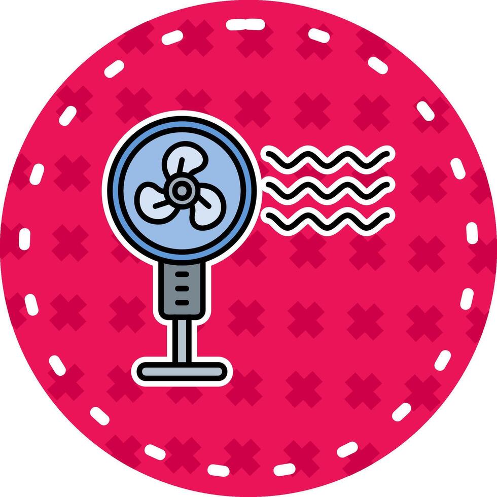 Pedestal fan Line Filled Sticker Icon vector