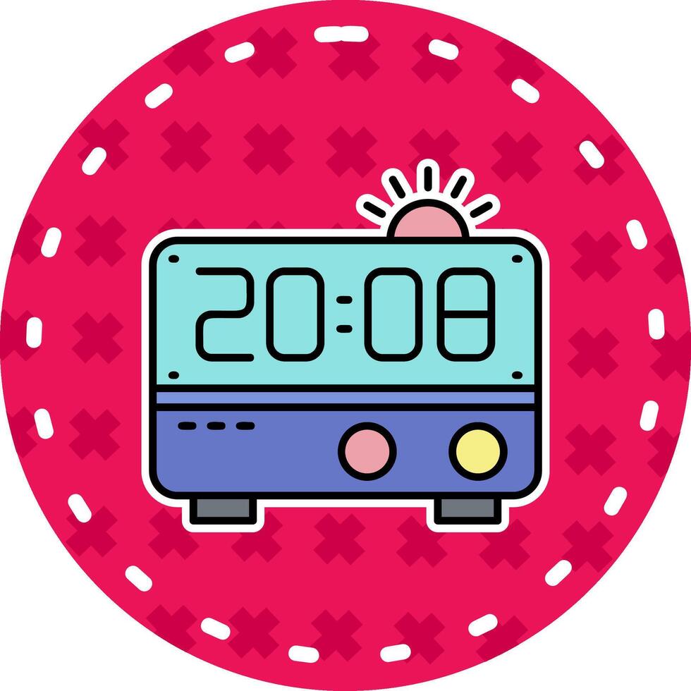 alarma reloj línea lleno pegatina icono vector