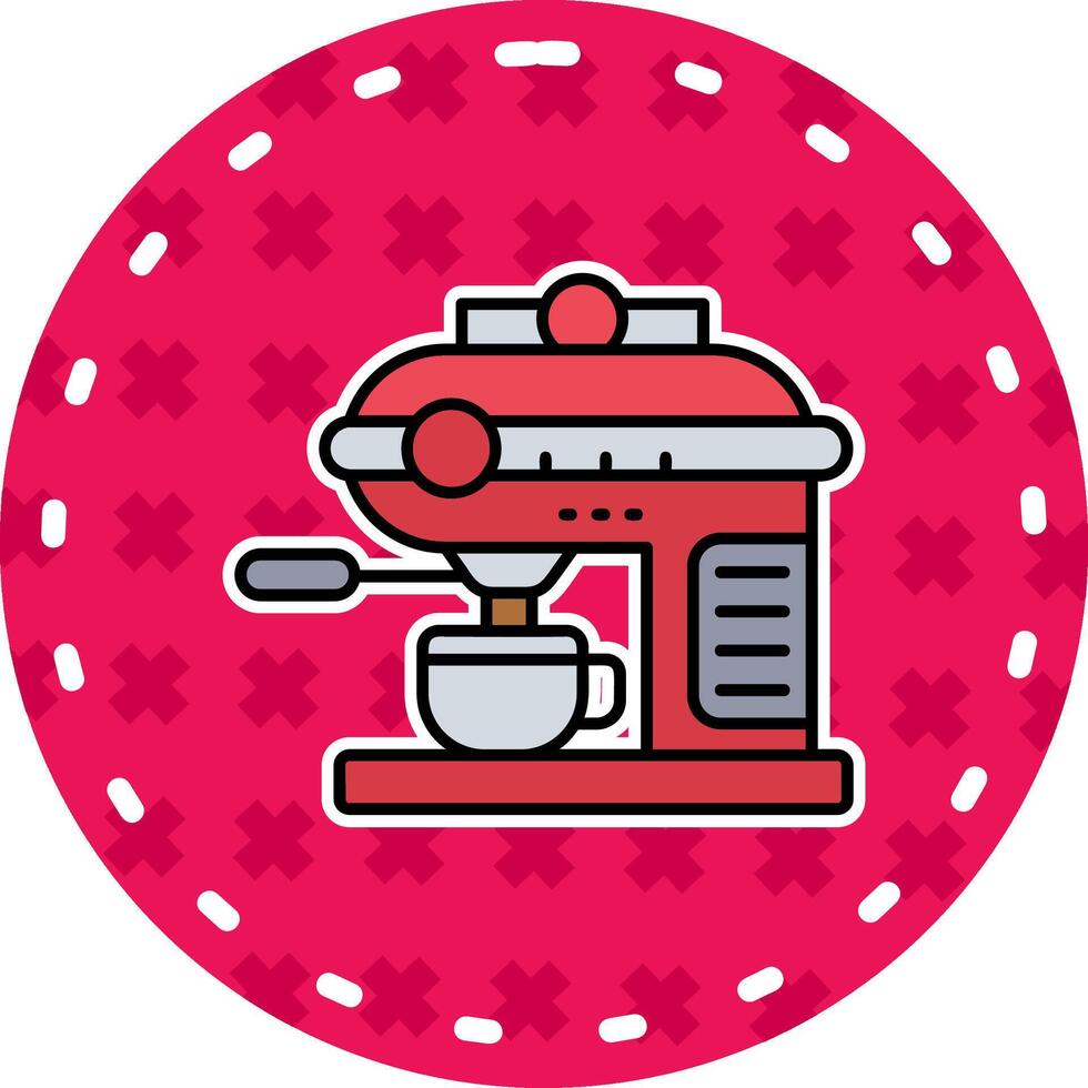 Coffee machine Line Filled Sticker Icon vector