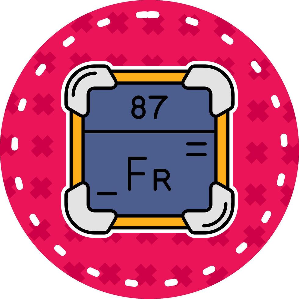 Francium Line Filled Sticker Icon vector