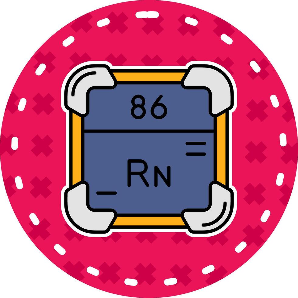 radón línea lleno pegatina icono vector