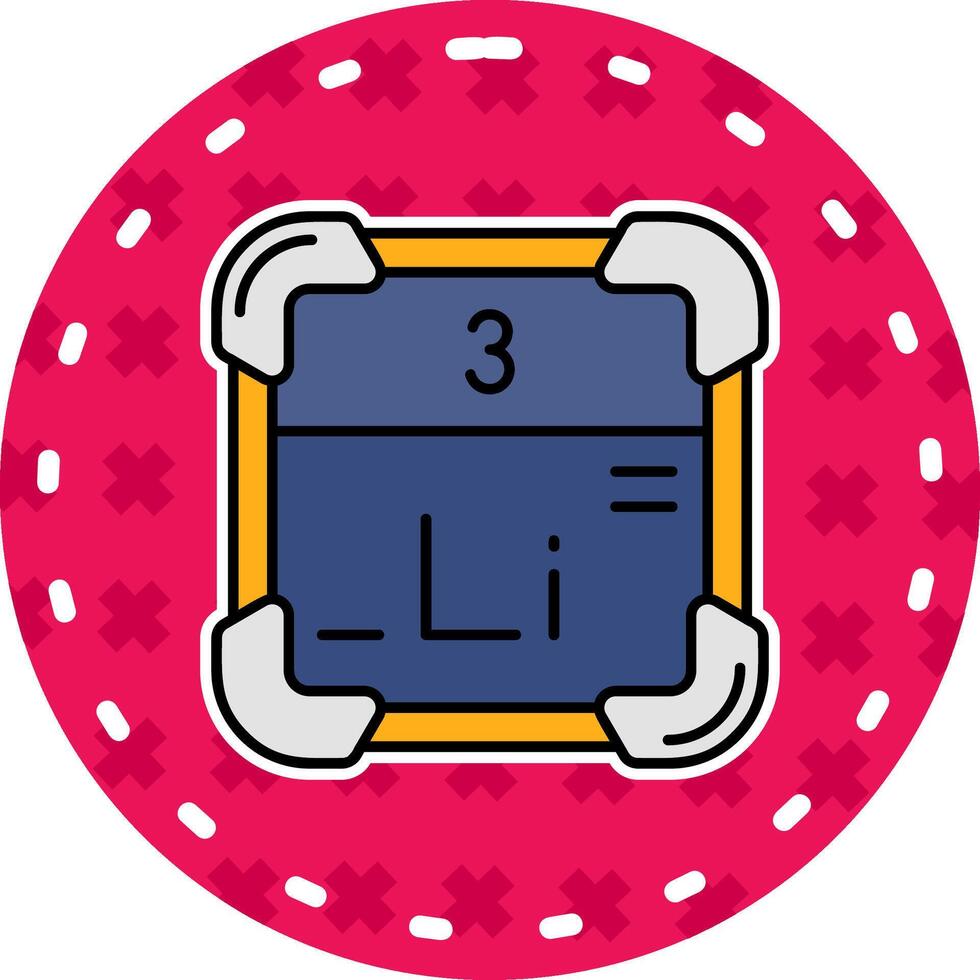 litio línea lleno pegatina icono vector