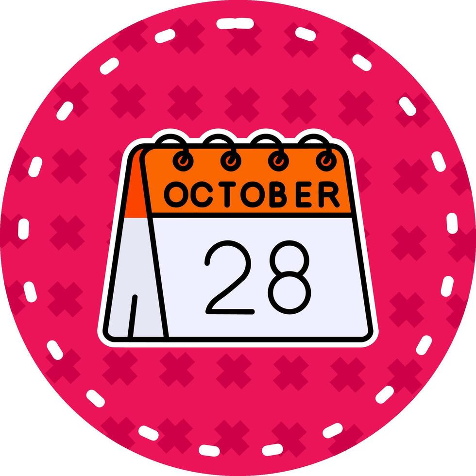 28th of October Line Filled Sticker Icon vector