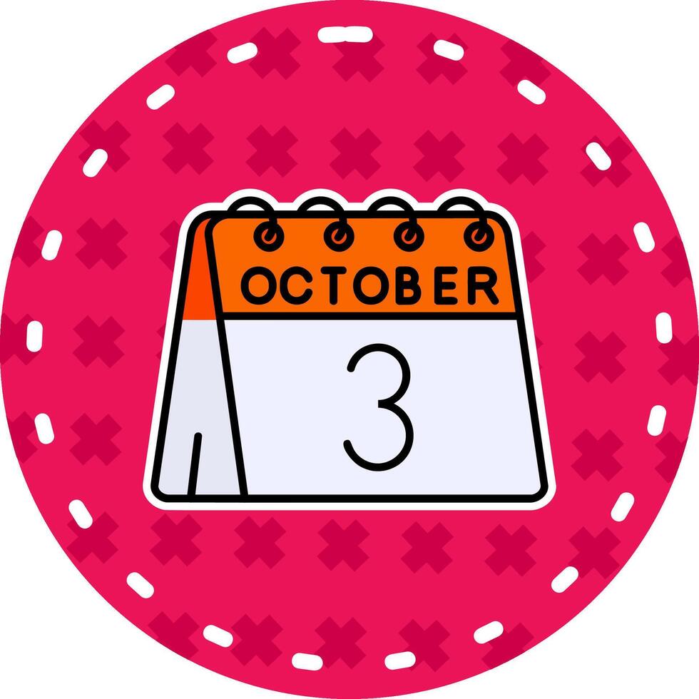 3rd of October Line Filled Sticker Icon vector