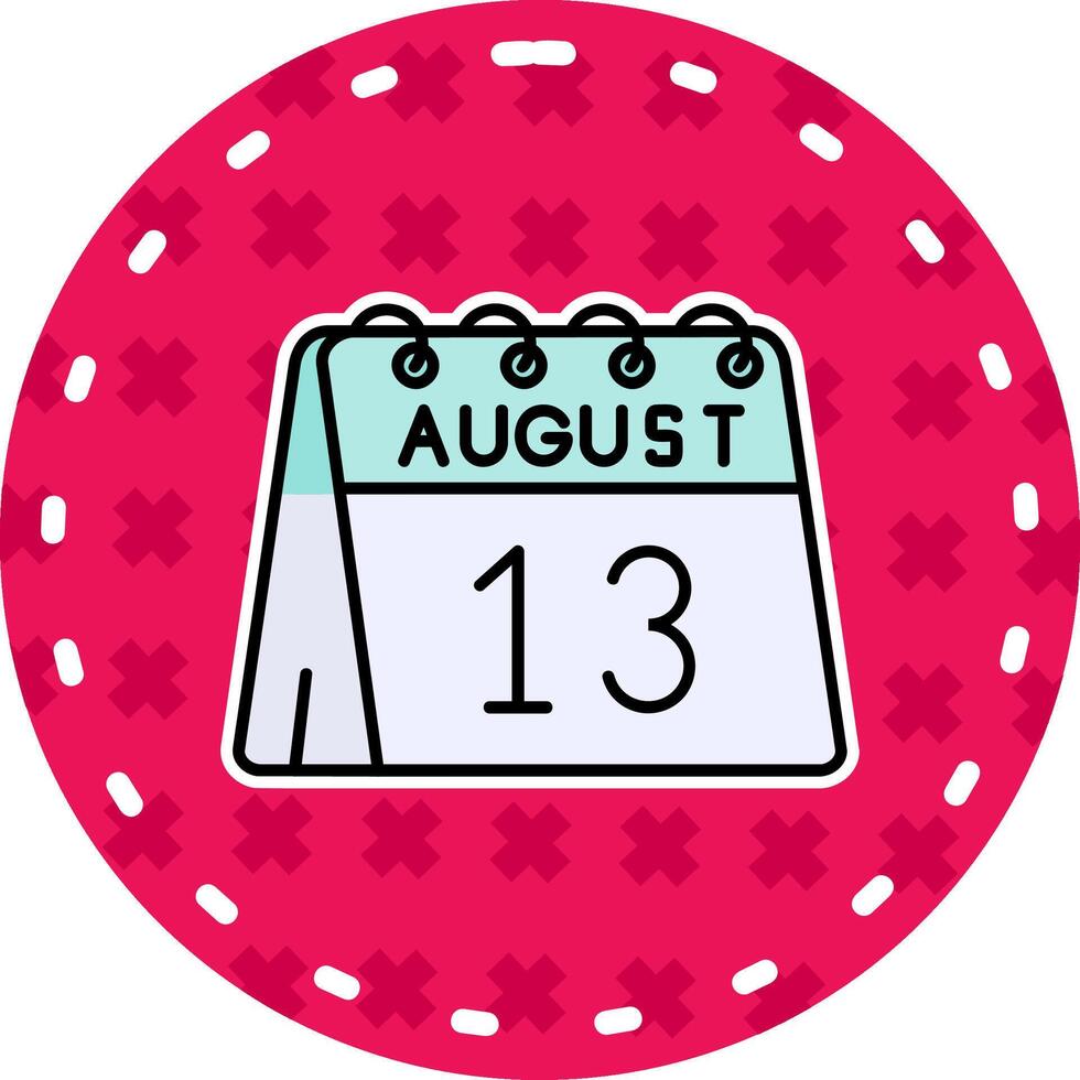 13th of August Line Filled Sticker Icon vector