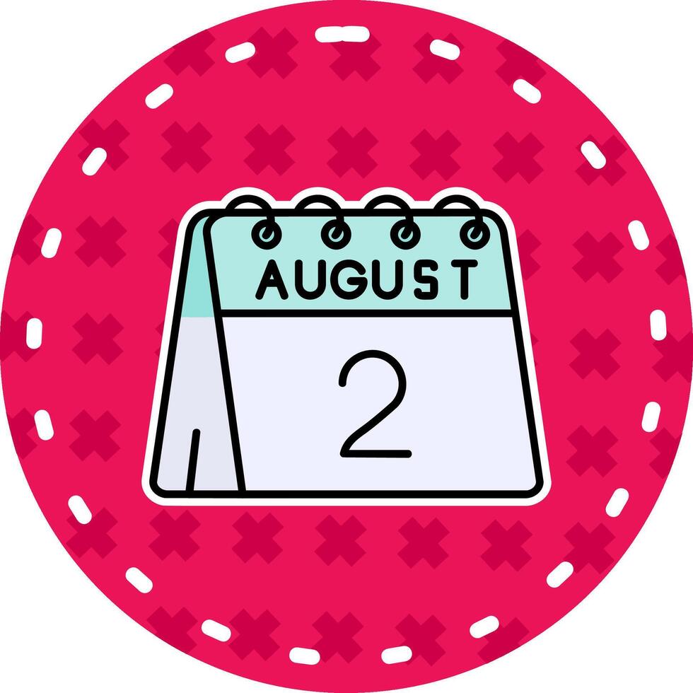 2nd of August Line Filled Sticker Icon vector