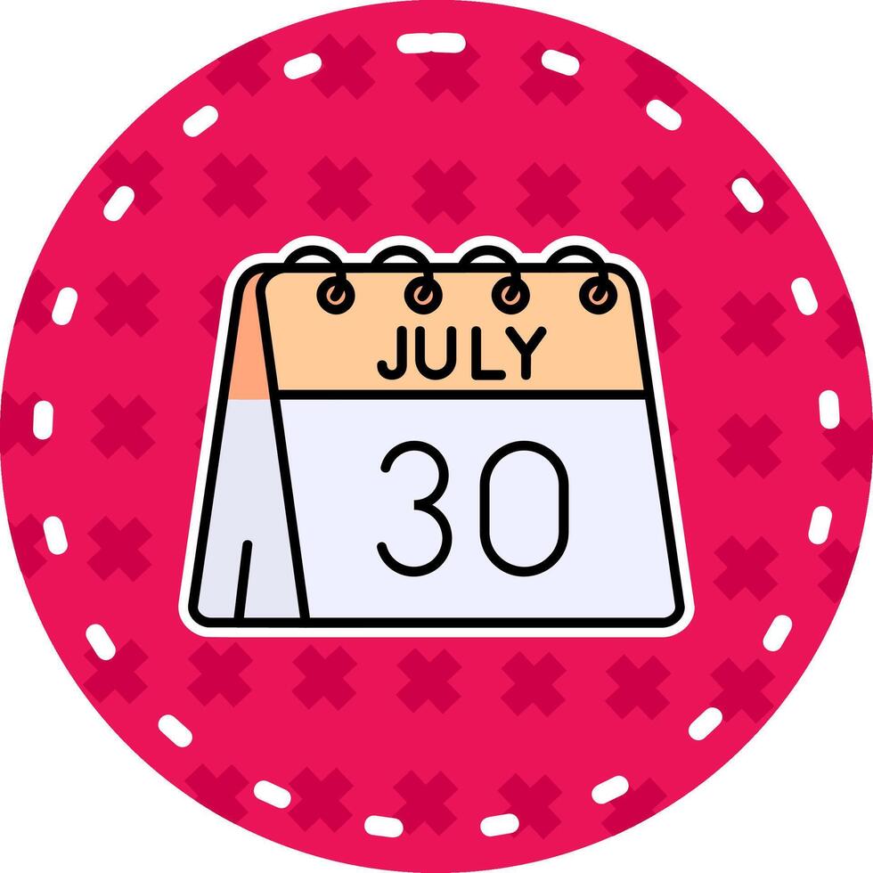 30 de julio línea lleno pegatina icono vector