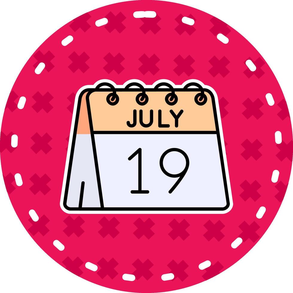 19th of July Line Filled Sticker Icon vector