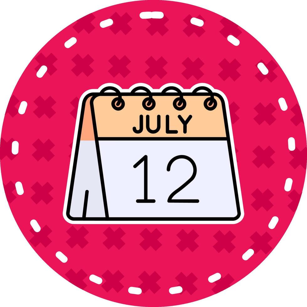 12th of July Line Filled Sticker Icon vector