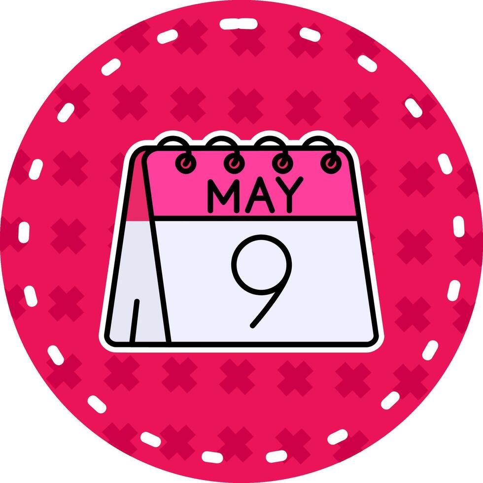 9th of May Line Filled Sticker Icon vector