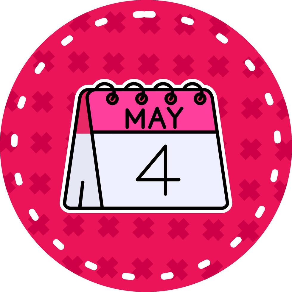 4th of May Line Filled Sticker Icon vector
