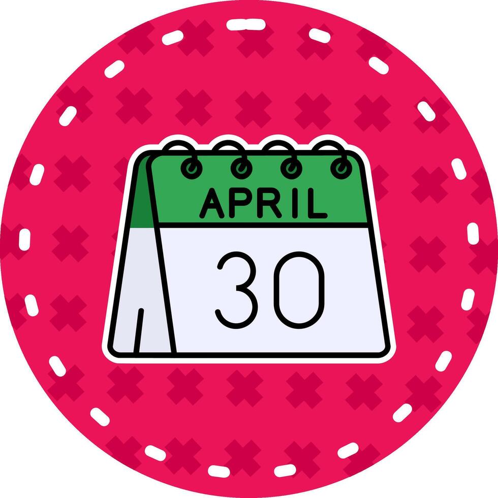 30 de abril línea lleno pegatina icono vector