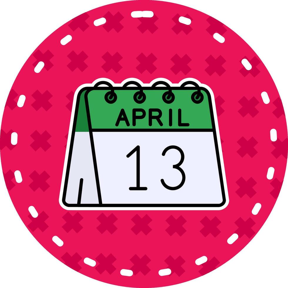 13 de abril línea lleno pegatina icono vector