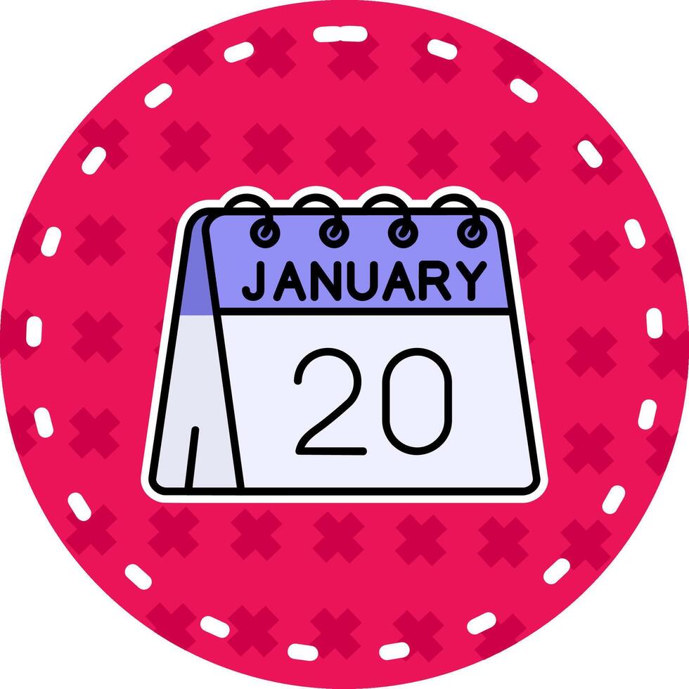 20th of January Line Filled Sticker Icon vector