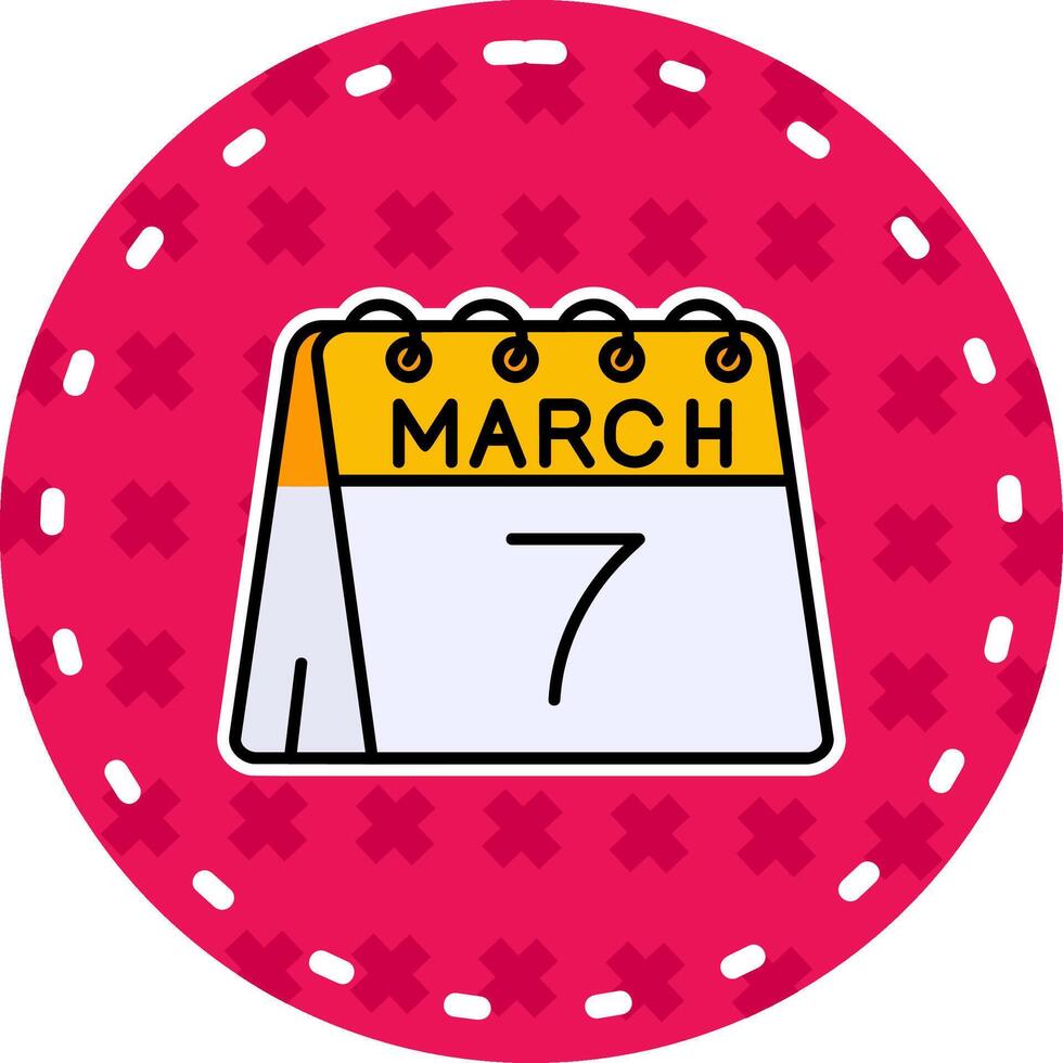 7th of March Line Filled Sticker Icon vector
