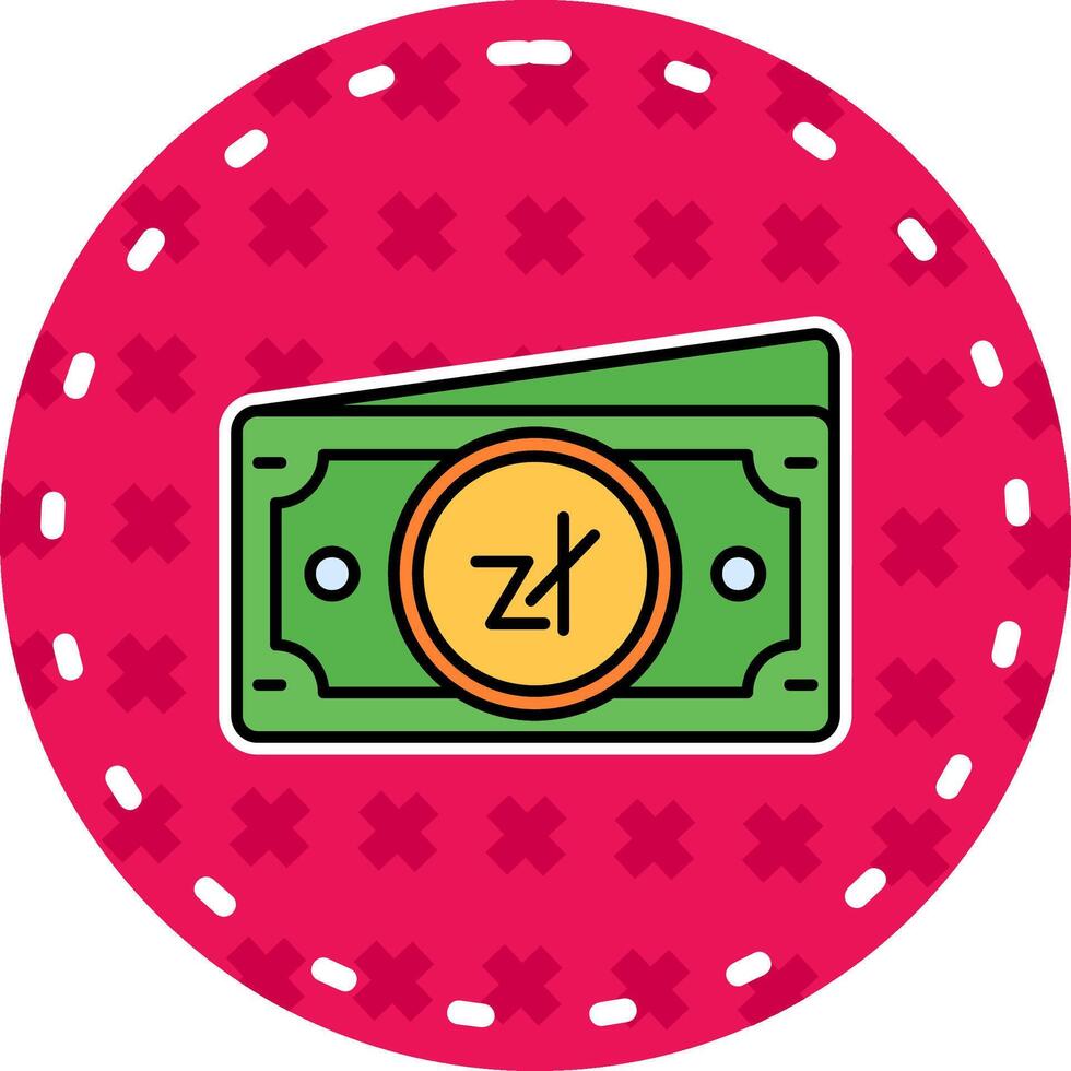 zloty línea lleno pegatina icono vector