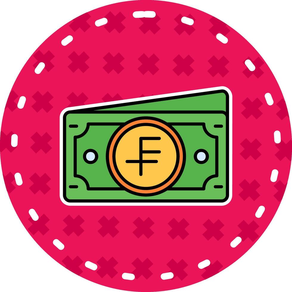 Swiss franc Line Filled Sticker Icon vector