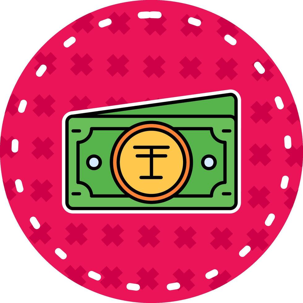 tenge línea lleno pegatina icono vector