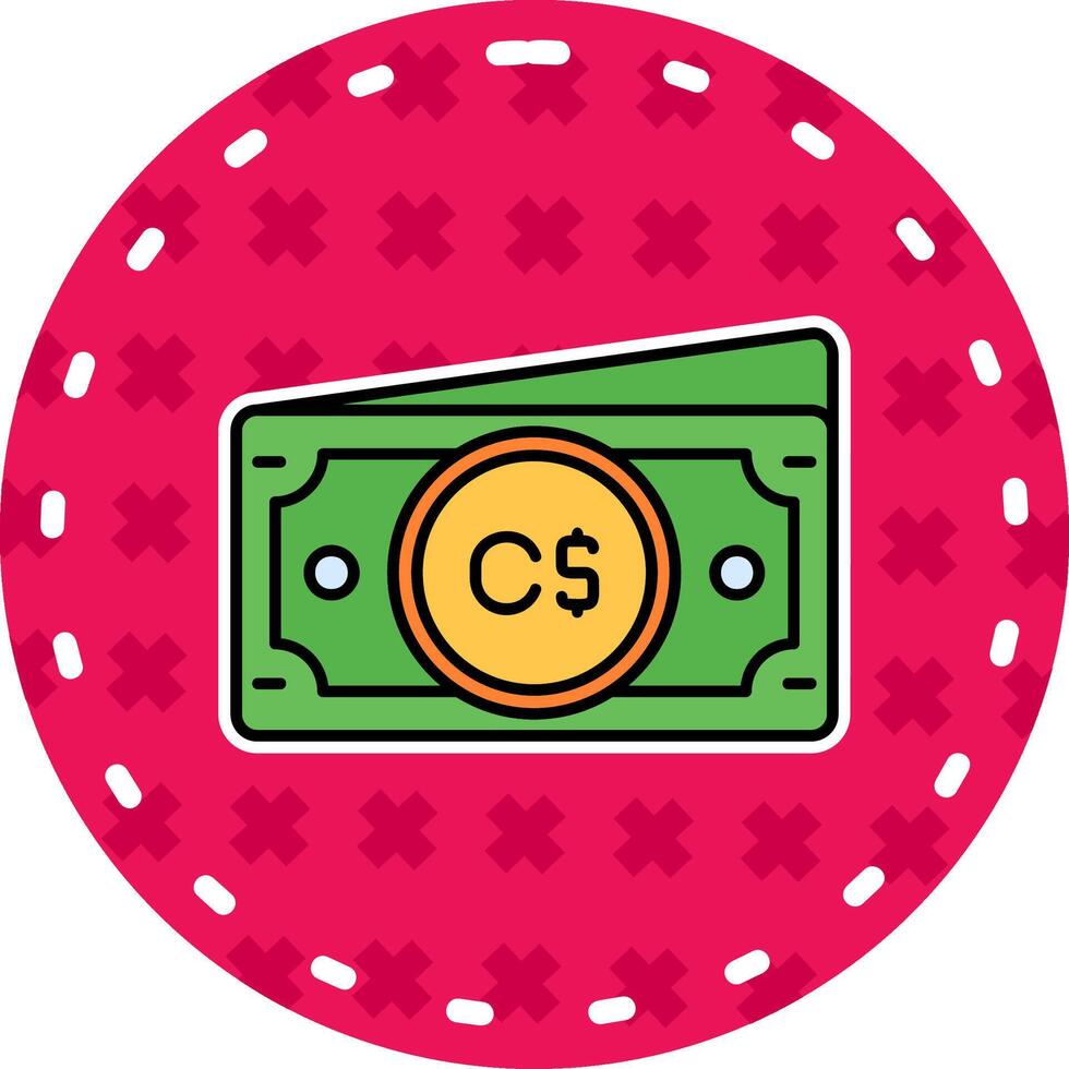 Canadian dollar Line Filled Sticker Icon vector