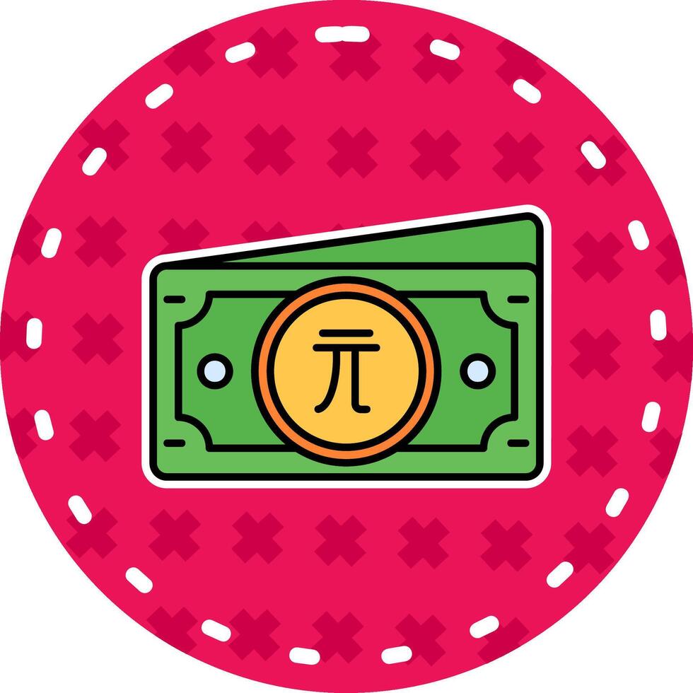 New taiwan dollar Line Filled Sticker Icon vector