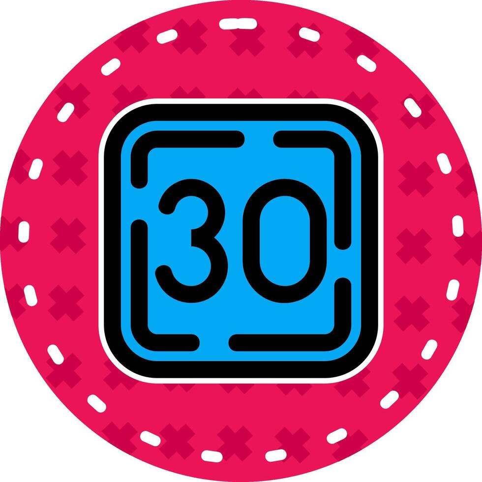 Thirty Line Filled Sticker Icon vector