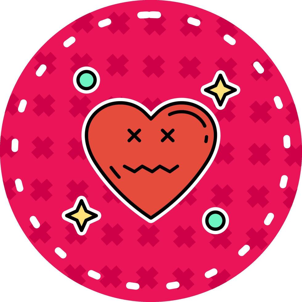 Dead Line Filled Sticker Icon vector