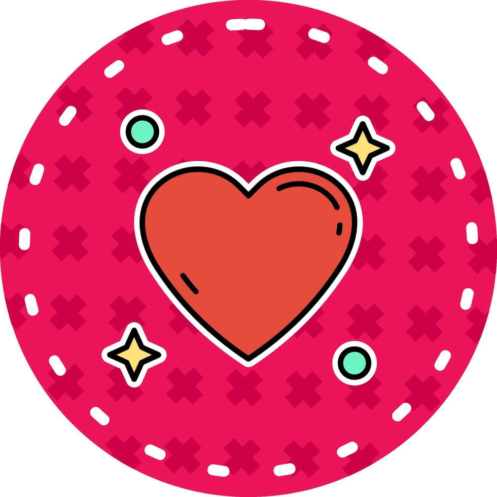 Heart Line Filled Sticker Icon vector