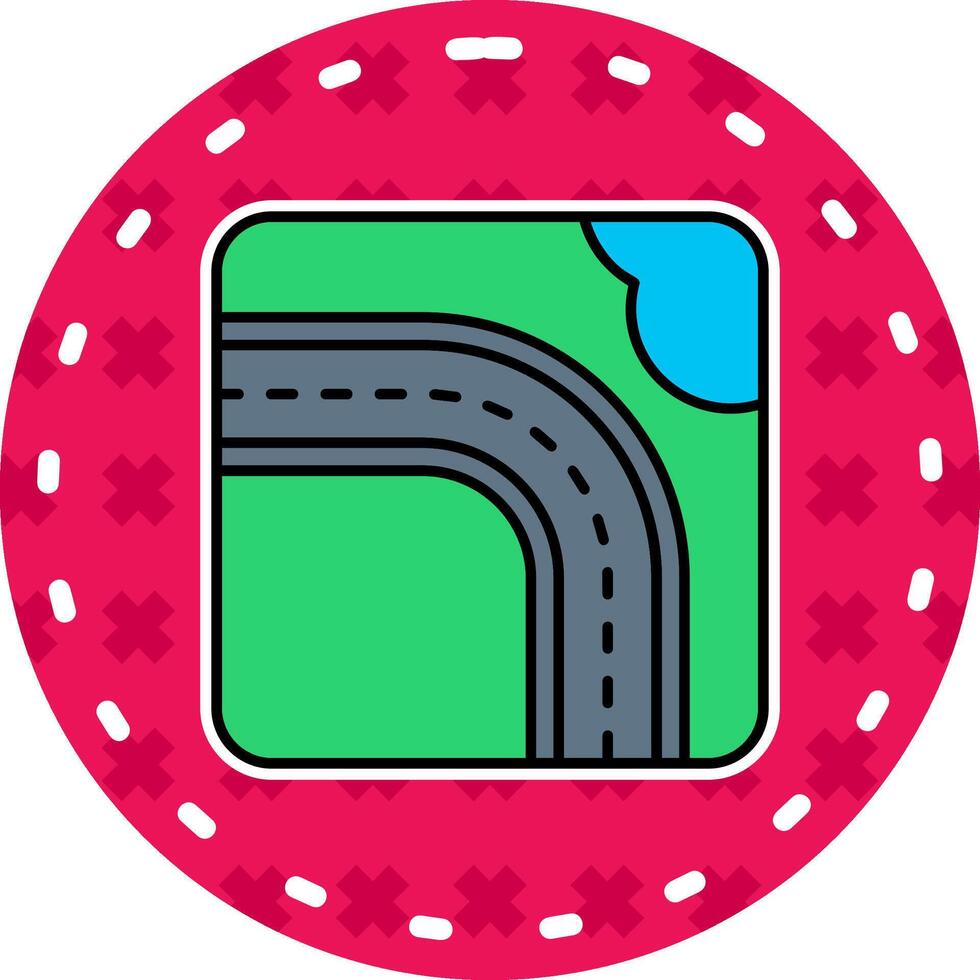 Highway Line Filled Sticker Icon vector