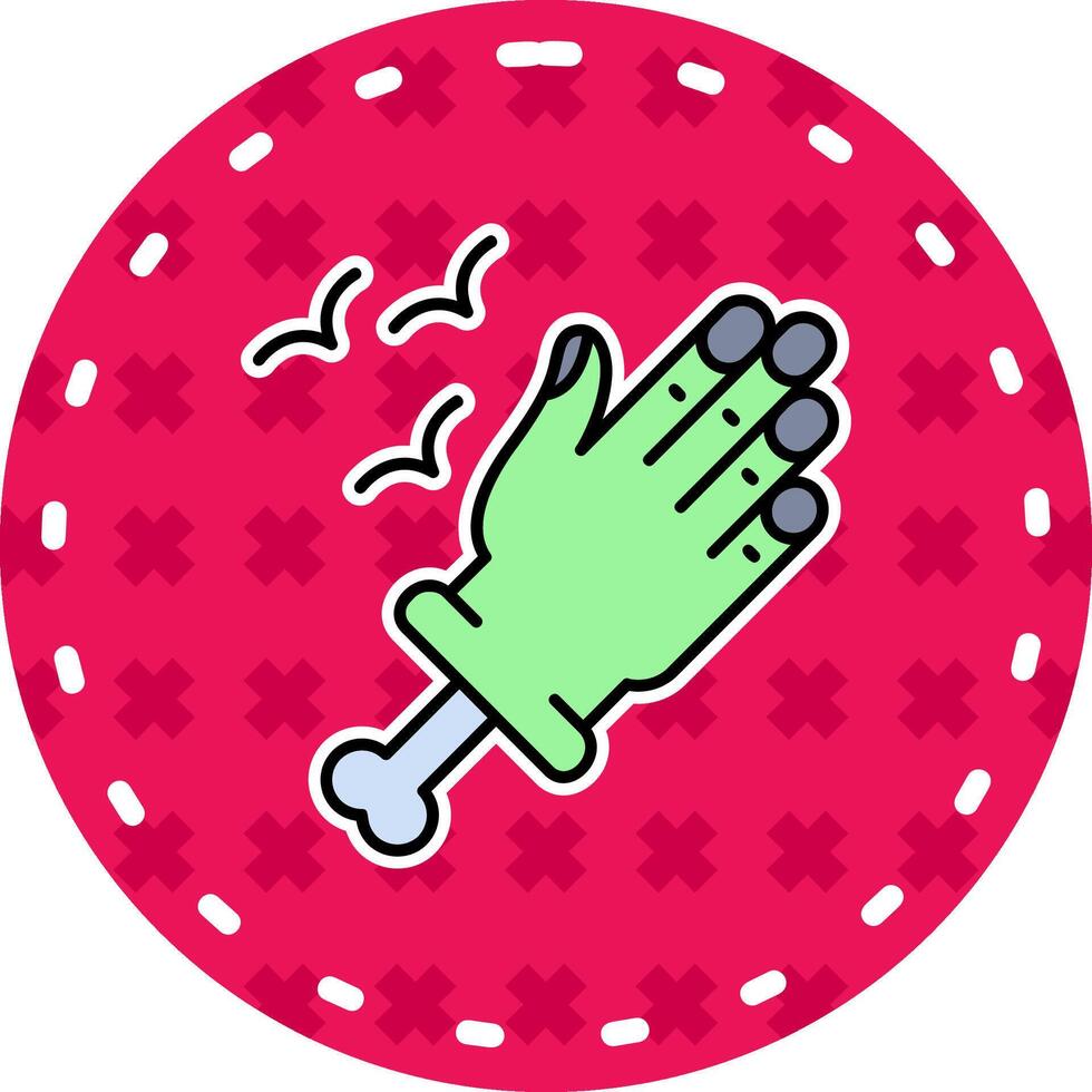 mano línea lleno pegatina icono vector