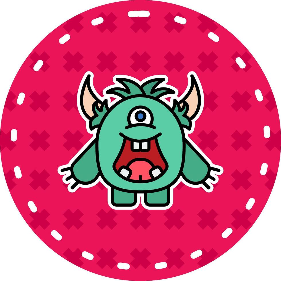 monstruo línea lleno pegatina icono vector