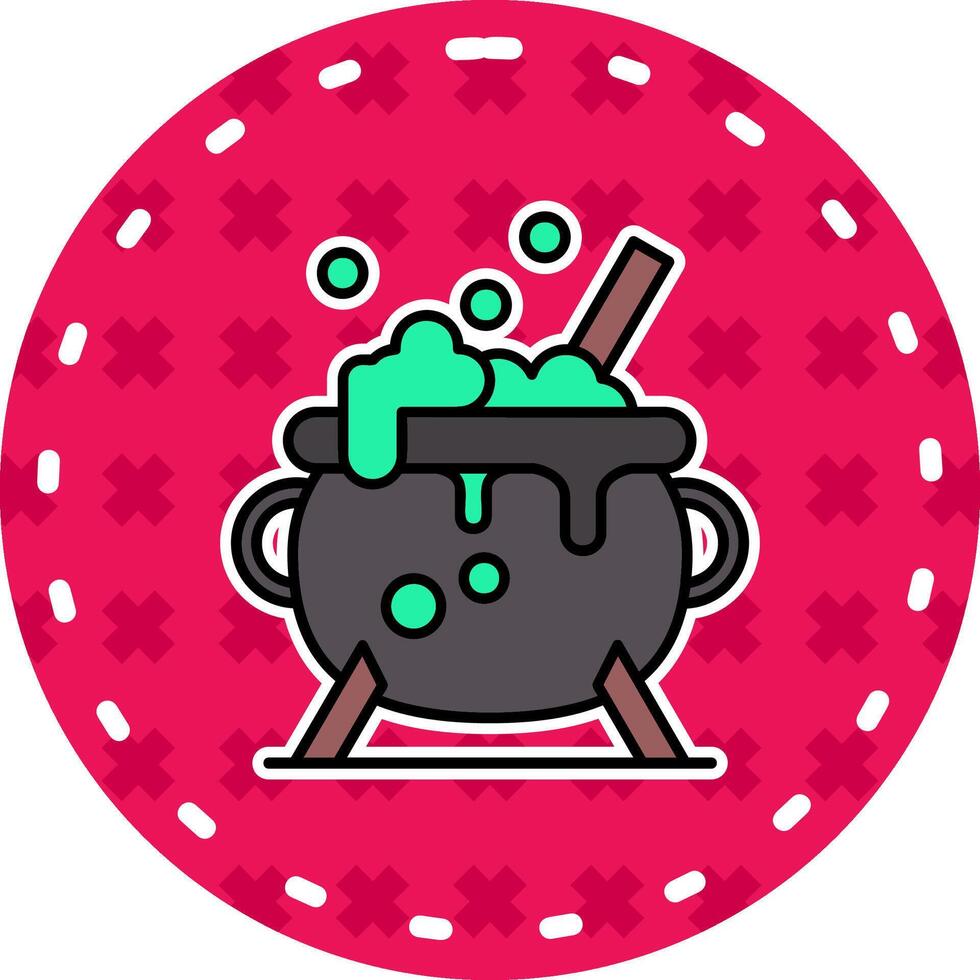 Cauldron Line Filled Sticker Icon vector