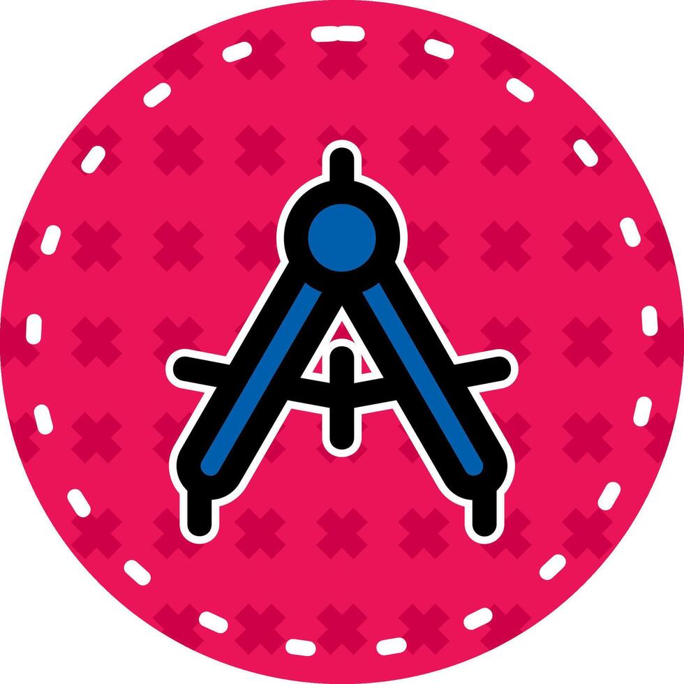Drawing compass Line Filled Sticker Icon vector