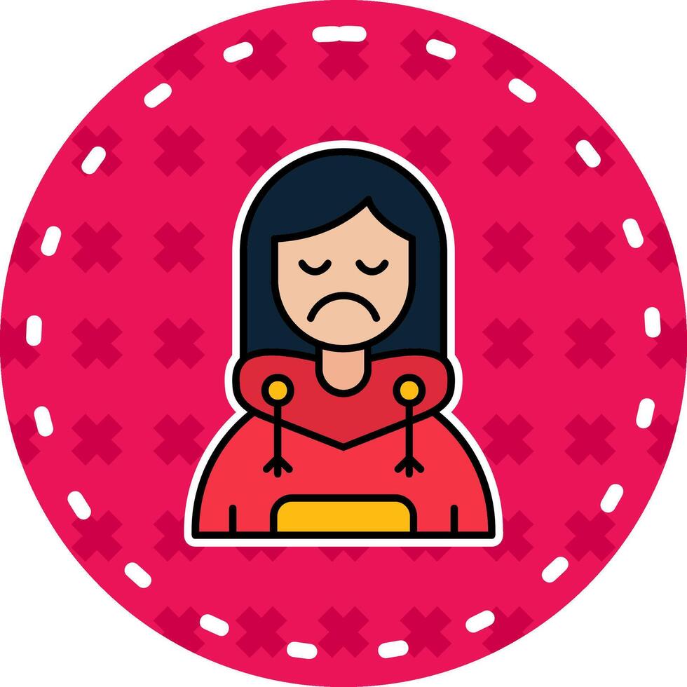 triste línea lleno pegatina icono vector