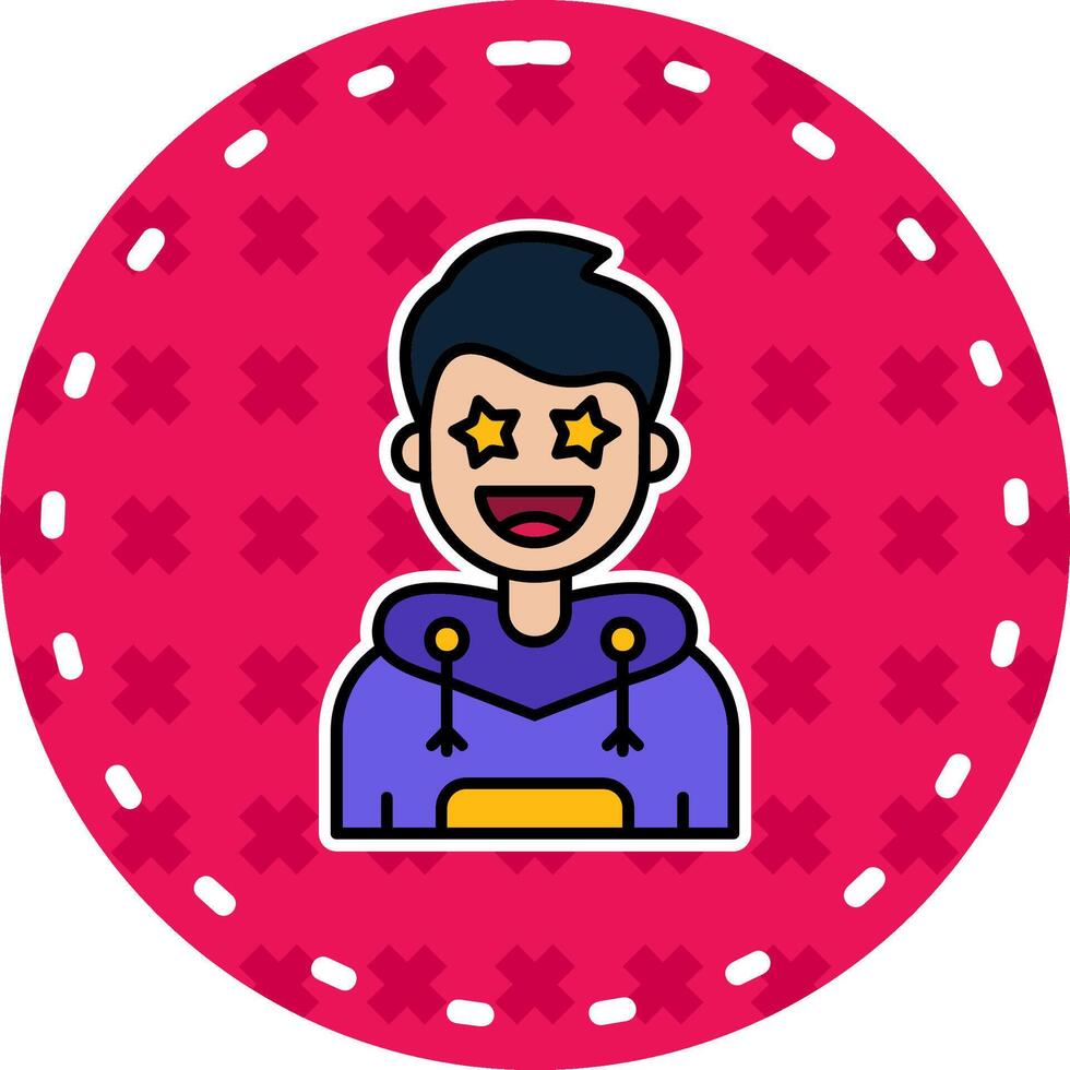 famoso línea lleno pegatina icono vector