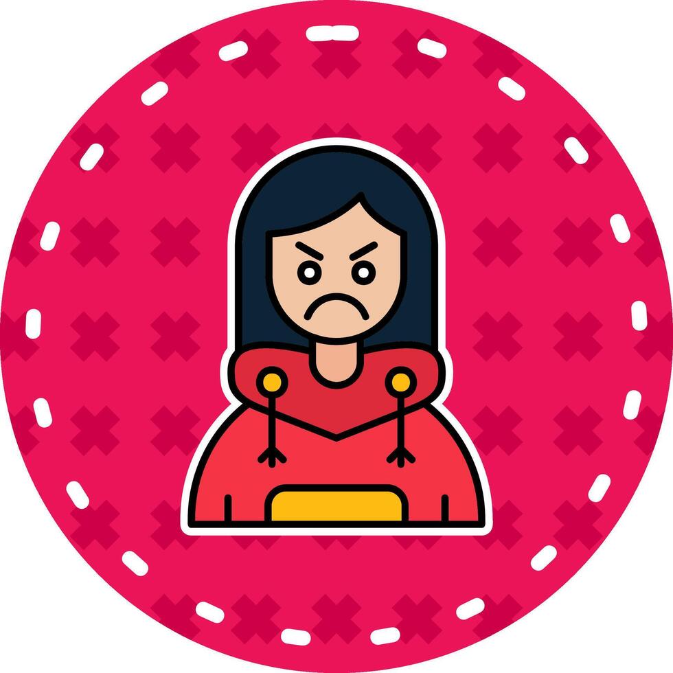 Angry Line Filled Sticker Icon vector