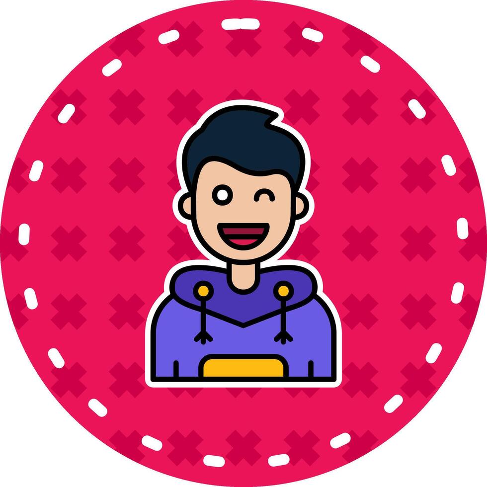 Wink Line Filled Sticker Icon vector
