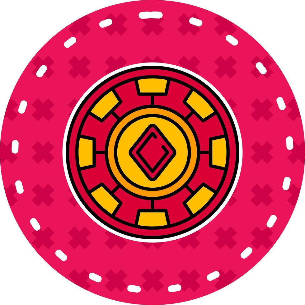 Chip Line Filled Sticker Icon vector