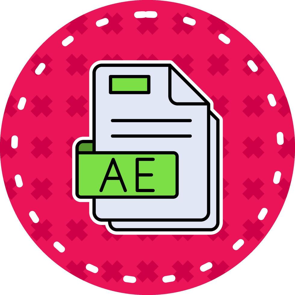 ae línea lleno pegatina icono vector